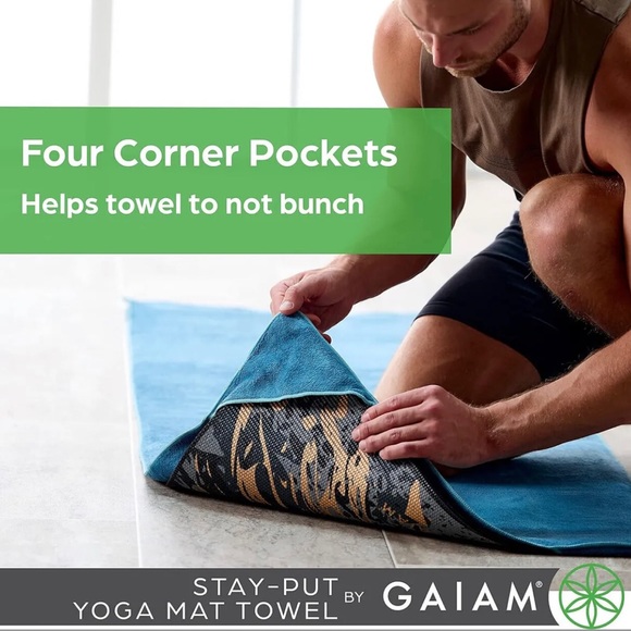 Gaiam Yoga Mat Towel Non Slip Fast Dry Purple Microfiber Pilates Hot Yoga 26x70 - Picture 7 of 10